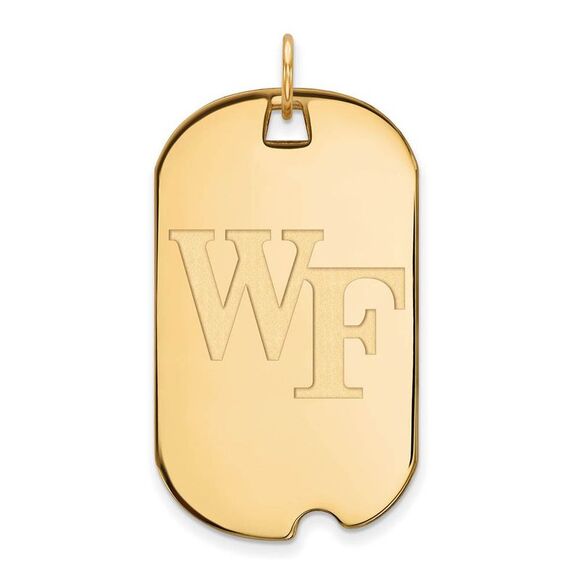 10k Yellow Gold Wake Forest U. Large 'WF' Dog Tag Pendant